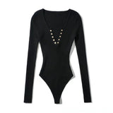 Style Trend Long-Sleeved V-Neck Buckle-Coat Shirt Bottoming Women's Solid-Colored Clothes Based