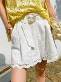 New French Embroidered Cotton Shorts Women White Southern Oil Holiday Casual Pants Women's
