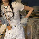 Toloer T-Shirt Female 2024 Summer New Ins Fashion Korean Version Half Sleeve Slim High Waist Crop Short Style Student Jacket
