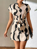 Women's Clothing 2025 Spring New Strapped Print V-Neck