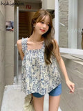 Summer Tanks 2023 Ropa Mujer Sweet Print Backless Loose Camis Oversized Tops Fashion Korean Sling Vest Women's
