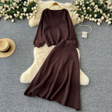 Toloer Wind Wear Take Female Korean Department Lazy Wind Loose Versatile Long-Sleeved Knit High Waist Big Swing Sweater