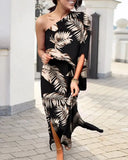 Independent Station Sexy And Popular Style Oblique Shoulder Single-Sleeved Dress For Women-Outfit