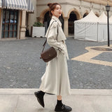 Brand New Fashion Women Trench Coat Beige Long Double-Breasted with Belt Spring Autumn Lady Duster Coat Female Outerwear