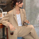 Korean version of all-match pure color senior slim casual suit custom profile loose suit jacket female fall and