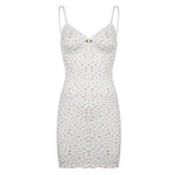 Toloer Lace Splicing Small Flower V Collar Floral Knit Halter Skirt Female Slim Bottom Package Hip Dress-Outfit