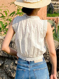 New White Embroidered Small Top Women's French Design Small Design Small Shirt Women's Sleeveless Waistcoat