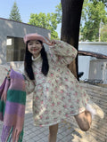 Pink Floral Quilted Coat-Outfit