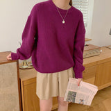 2022 New Women's Pullovers Vintage Korean Style Long Sleeve Round Neck Casual Loose Ladies Knitting Tops Sweaters