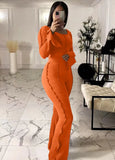 Winter Ribbed Crop Top and Bell Bottom Pants 2 Piece