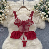 Sheer Lace Design Bodysuit Lingerie-Outfit