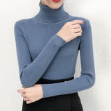 Women Pullover Turtleneck Sweater Autumn 2022 Long Sleeve Elastic Korean Simple Basic Jumper Pull Femme Solid Color Tops