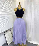 Fashion Folding Wave Half-Dress French Sweet High-Waisted A-Shaped Skirt Mid-Long Folds