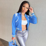 Long Sleeves Hit Color Short Button Baseball Suit Autumn New Fashionable All Kinds Of Spicy Girls Coat Girl-Outfit