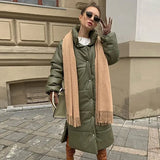 Winter Khaki Windproof Parkas Women Fashion Casual PU Leather Coats Women Elegant Long Cotton Jackets Female Ladies