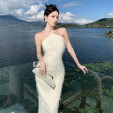 Toloer Neck Dress Female Summer Tassel Small Crowd Sexy Slim Temperament Socialite Dress
