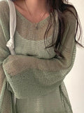 Oversized Long Sleeve Crochet Knit Top-Outfit