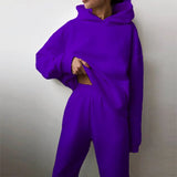 Toloer 2024 Women's Solid Color Casual Fashion Pants And Thick Long-Sleeved Hoodie Hoosuit For