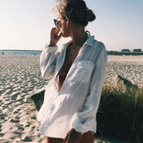 Toloer Women's Day Silk Bamboo Shirt Beach Vacation Coat Bikini Sweater Women's Swimsuit Sunscreen Cardigan