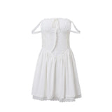 Toloer Ballet Style Sexy Lace Big Swing Sling Small White Dress Back Strap Belt Waist White Pure Desire-Outfit