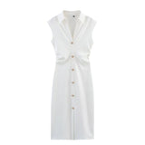 Homemade New Women's Classic Pearl-Blobuted Shirt Dress