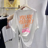 Toloer Short-Sleeved T-Shirt Women's Summer 2024 New Korean Version Loose Casual Versatile Stereo Foam Letter Half Sleeve