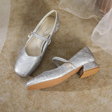 Toloer Head Mary Jane Shoes Female 2024 New Summer Fairy Wind Elegant In Thick Heel Gentle Silver Single Shoes With