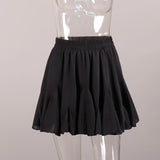 Wooden Ear Short Skirt 2024 Summer New Y2K Street Trend Splicing Mini Pleated Skirt-Outfit