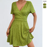 Station Summer Hot New Solid Color Collar Bubble Bubble Sleeve Dress