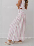 Women's Dress Striped Half-Dress Women's Holiday Style Skirt In The Long Umbrella
