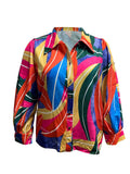 Wise Hot Style Autumn Fashion Casual Long Sleeve V Neck Button Print Shirt Women-Outfit