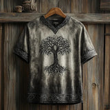 Men's Short-Sleeved Casual V-Neck T-Shirt 3D Digital Print