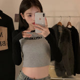 Toloer Embroidered Long-Sleeved T-Shirt Women's Fall 2024 New Slim Show Slim Design Sense Short Student Bottom
