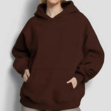 Toloer Coat Women's New Fashion Pure Color Loose Casual Temperament Long-Sleeved Hooded Winter Hoodie