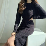 Winter Women'S Dress 2022 Bodycon Sweater Women Dress Long Sleeve Knitted Dresses Maxi Vintage Oversize Dresses Evening