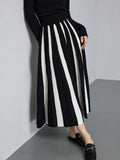 Black Patchwork Long Skirt-Outfit