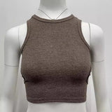 Toloer Summer New I-Shaped Vest Ins Sports Short Crop Hollow Sleeveless Jacket Women-Outfit