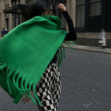 Winter Female Cashmere Plaid Scarf Women Blanket Scarves Wide Lattice Long Rainbow Shawl Wrap Warm Tippet