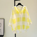 Lattice Hooded Sunscreen Woman 2025 Spring And Summer New Korean Version Of Loose Casual Shirt Thin Top