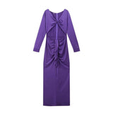New Women's Holiday Style Niche Design Deep V Collar Hollow Dress Light