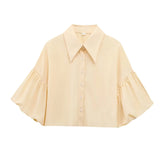 Short Top 2025 Spring Five-Sleeve Retro Temperament Bubble Sleeve Loose