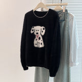 Toloer Spotted Dog Watery Wool Sweater Women Winter Soft Languid Horse Hair Long Knitted Blouse Autumn And
