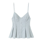 Buckle Swing 2025 Wide Short Female Vest Open Back Sexy Sling Skirt V-Neck