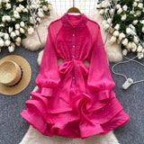 High-End Heavy Industry Diamond Lotus Leaf Dress Girl Spring Strapped Temperament Lace