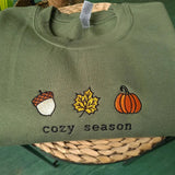 Cozy Season Fall Embroidered Sweatshirt-Outfit