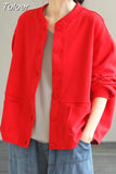 Women's Basic Solid Coat Casual Streetwear Elegant Long Sleeve Single Breasted All-match Chic Round Neck Streetwear