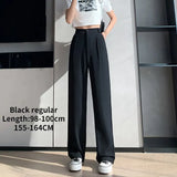 VAREY LIN Spring Women Casual High Waist Loose Wide Leg Pants Female Floor-Length White Suits Pants Ladies Long