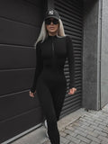 Selling Pure Color Zipper Warm-Up Jacket Body-Shaped Black Gray-Brown Multi-Color Sports Leisure And