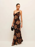 2025 New Sling Print V-Necked Trousers Short-Sleeved Women's Waist French