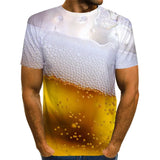 Funny 3D Print T-shirt Casual Bubble Beer Printed Short Sleeve Tees Fashion Plus Size Round Neck Male Summer Tops